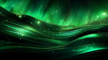 Abstract green luxury wave background with light effect. AI Generated photo