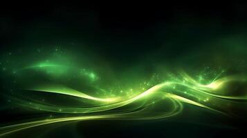 Abstract green luxury wave background with light effect. photo