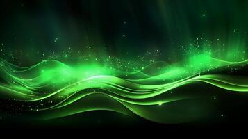 Abstract green luxury wave background with light effect. photo