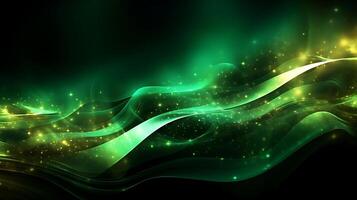 Abstract green luxury wave background with light effect. photo