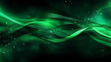 Abstract green luxury wave background with light effect. AI Generated photo