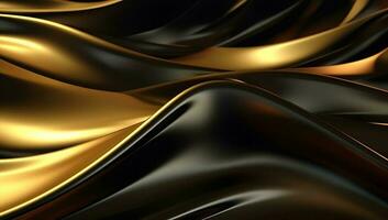 Abstract black gold wave background. AI Generated photo