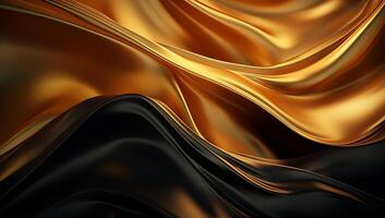 Abstract black gold wave background. AI Generated photo