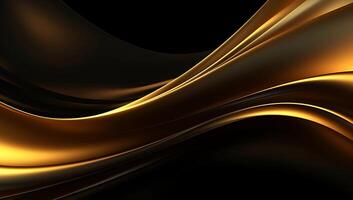 Abstract black gold wave background. AI Generated photo