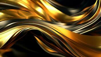 Abstract black gold wave background. AI Generated photo