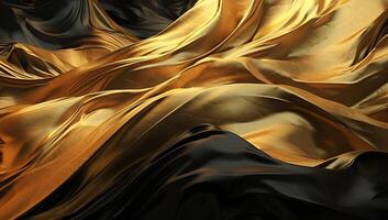 Abstract black gold wave background. AI Generated photo