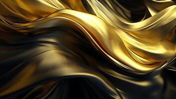 Abstract black gold wave background. AI Generated photo