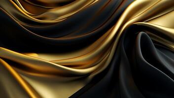 Abstract black gold wave background. AI Generated photo