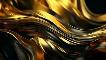 Abstract black gold wave background. AI Generated photo