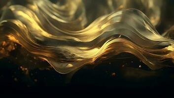 Abstract black gold wave background. AI Generated photo