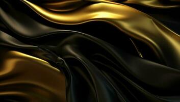 Abstract black gold wave background. AI Generated photo