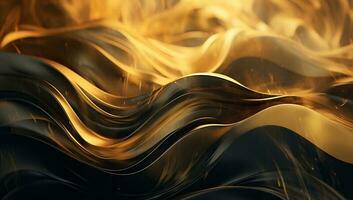 Abstract black gold wave background. AI Generated photo