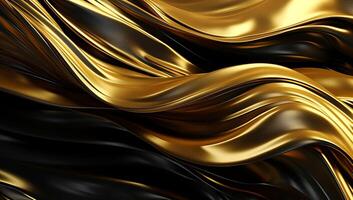 Abstract black gold wave background. AI Generated photo