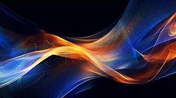 Abstract modern futuristic wave background with blue and gold color. photo