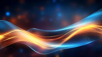 Abstract modern futuristic wave background with blue and gold color. photo