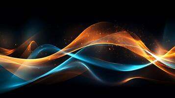Abstract modern futuristic wave background with blue and gold color. photo