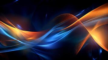 Abstract modern futuristic wave background with blue and gold color. photo