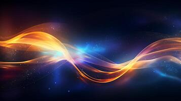 Abstract modern futuristic wave background with blue and gold color. photo