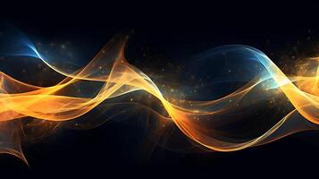 Abstract modern futuristic wave background with blue and gold color. photo