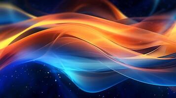 Abstract modern futuristic wave background with blue and gold color. photo