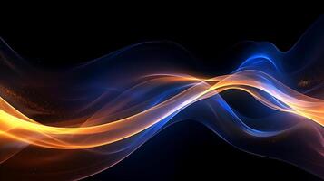 Abstract modern futuristic wave background with blue and gold color. photo