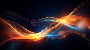 Abstract modern futuristic wave background with blue and gold color. photo