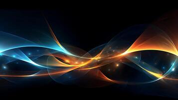 Abstract modern futuristic wave background with blue and gold color. photo