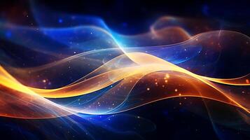 Abstract modern futuristic wave background with blue and gold color. photo