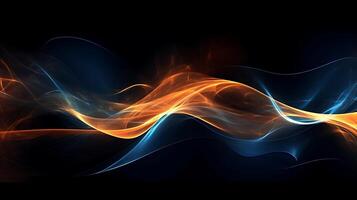 Abstract modern futuristic wave background with blue and gold color. photo