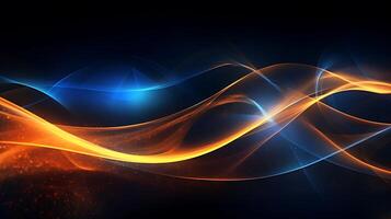 Abstract modern futuristic wave background with blue and gold color. photo
