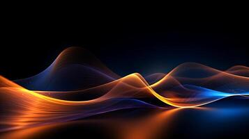 Abstract modern futuristic wave background with blue and gold color. photo