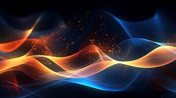 Abstract modern futuristic wave background with blue and gold color. photo