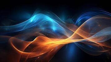 Abstract modern futuristic wave background with blue and gold color. photo
