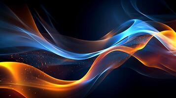 Abstract modern futuristic wave background with blue and gold color. photo