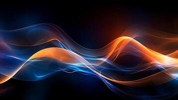 Abstract modern futuristic wave background with blue and gold color. photo