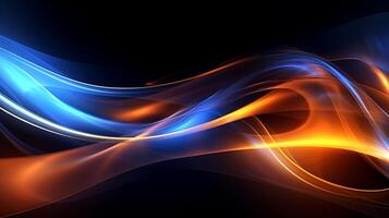 Abstract modern futuristic wave background with blue and gold color. photo