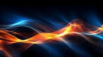 Abstract modern futuristic wave background with blue and gold color. photo
