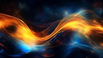 Abstract modern futuristic wave background with blue and gold color. photo