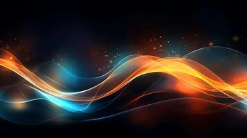 Abstract modern futuristic wave background with blue and gold color. photo