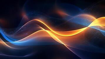 Abstract modern futuristic wave background with blue and gold color. photo