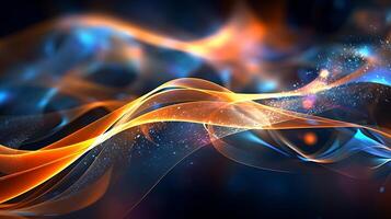 Abstract modern futuristic wave background with blue and gold color. photo