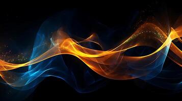 Abstract modern futuristic wave background with blue and gold color. photo