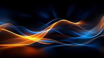 Abstract modern futuristic wave background with blue and gold color. photo
