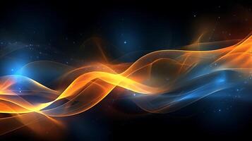 Abstract modern futuristic wave background with blue and gold color. photo