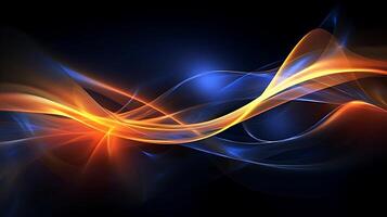 Abstract modern futuristic wave background with blue and gold color. photo