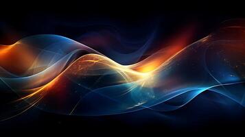 Abstract modern futuristic wave background with blue and gold color. photo