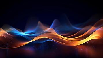 Abstract modern futuristic wave background with blue and gold color. photo