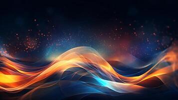Abstract modern futuristic wave background with blue and gold color. photo