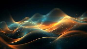 Abstract modern futuristic wave background with blue and gold color. AI Generated photo