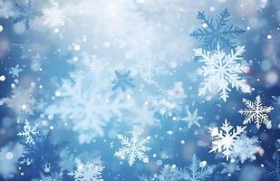 unfocussed snowflakes winter background illustration. AI Generated photo